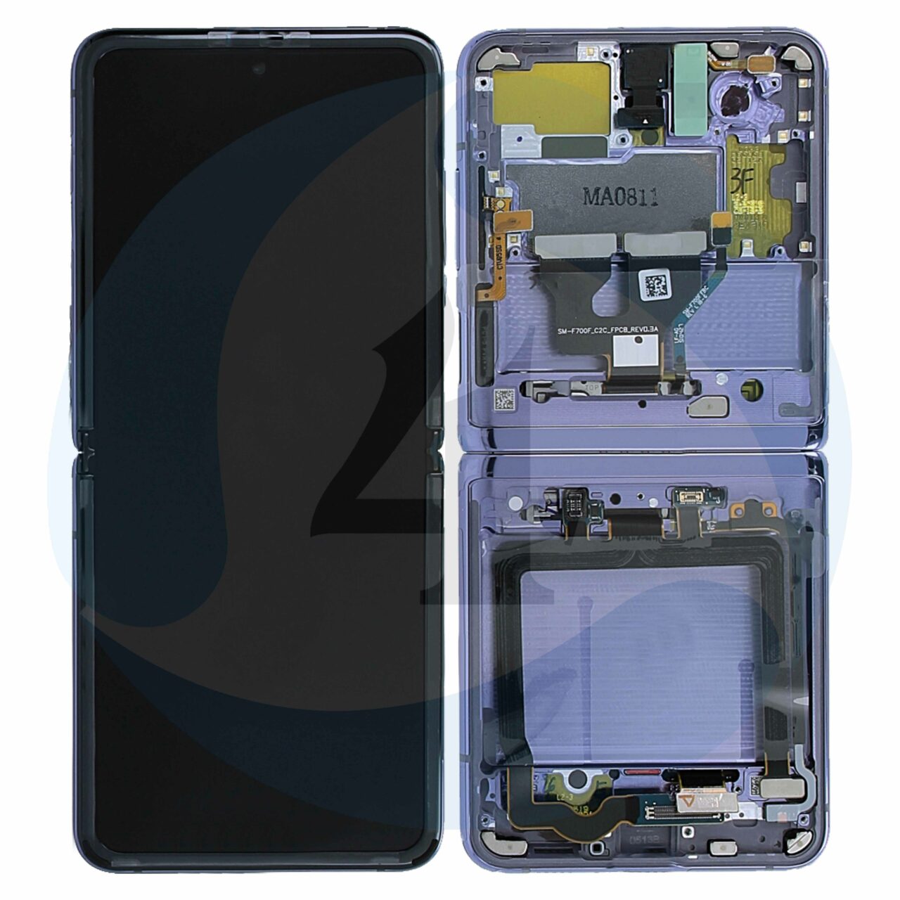 Samsung galaxy z flip sm f700f display unit complete mirror purple gh82 22215b