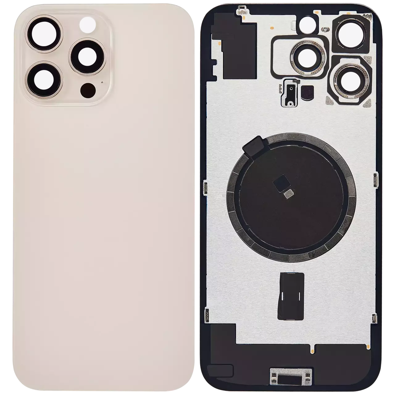 Backcover Glass With Steel Plate and Mag Safe Magnet No Logo Gold For i Phone 16 Pro Max