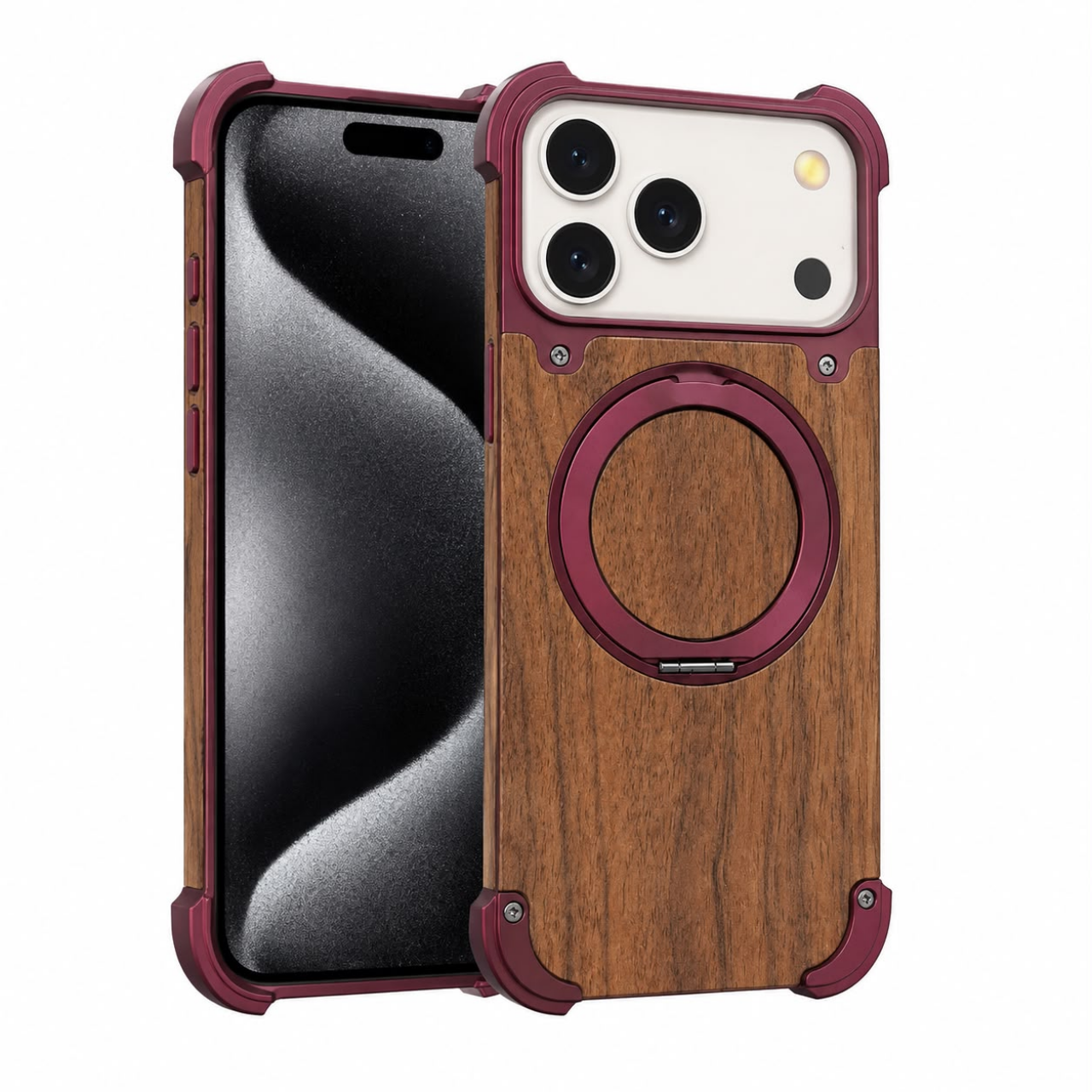 Hard Case Dark Wood Red Ring For i Phone