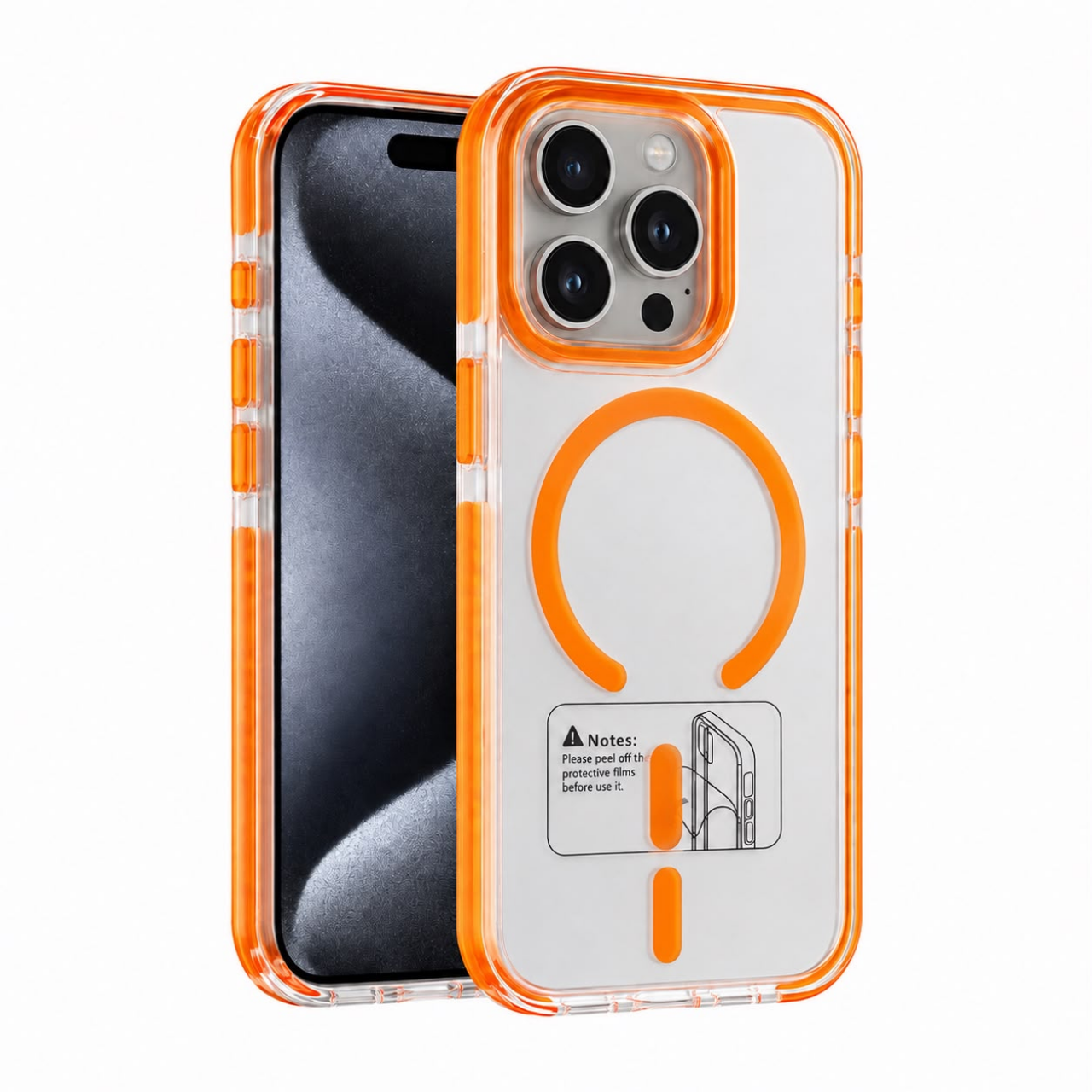 Silicone Case HQ Magnetic Transparant Orange For i Phone 17 Pro