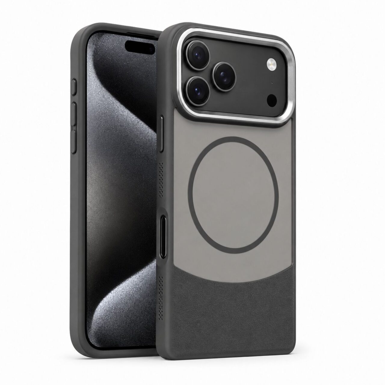 Magnetic Case With Circle Leather Black For i Phone 17 Pro