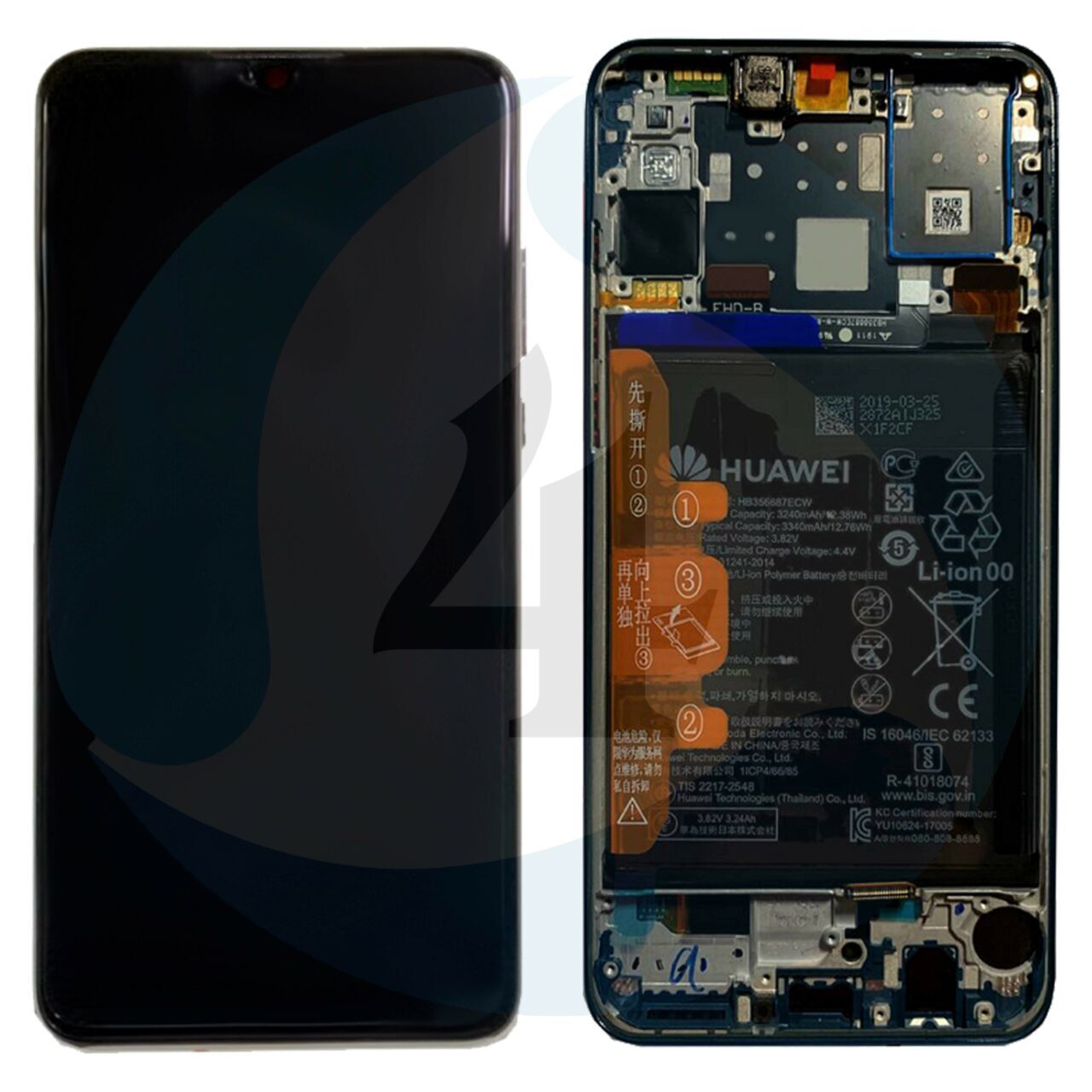 Huawei p30 lite Display lcd scherm servicepack battery met frame blackk