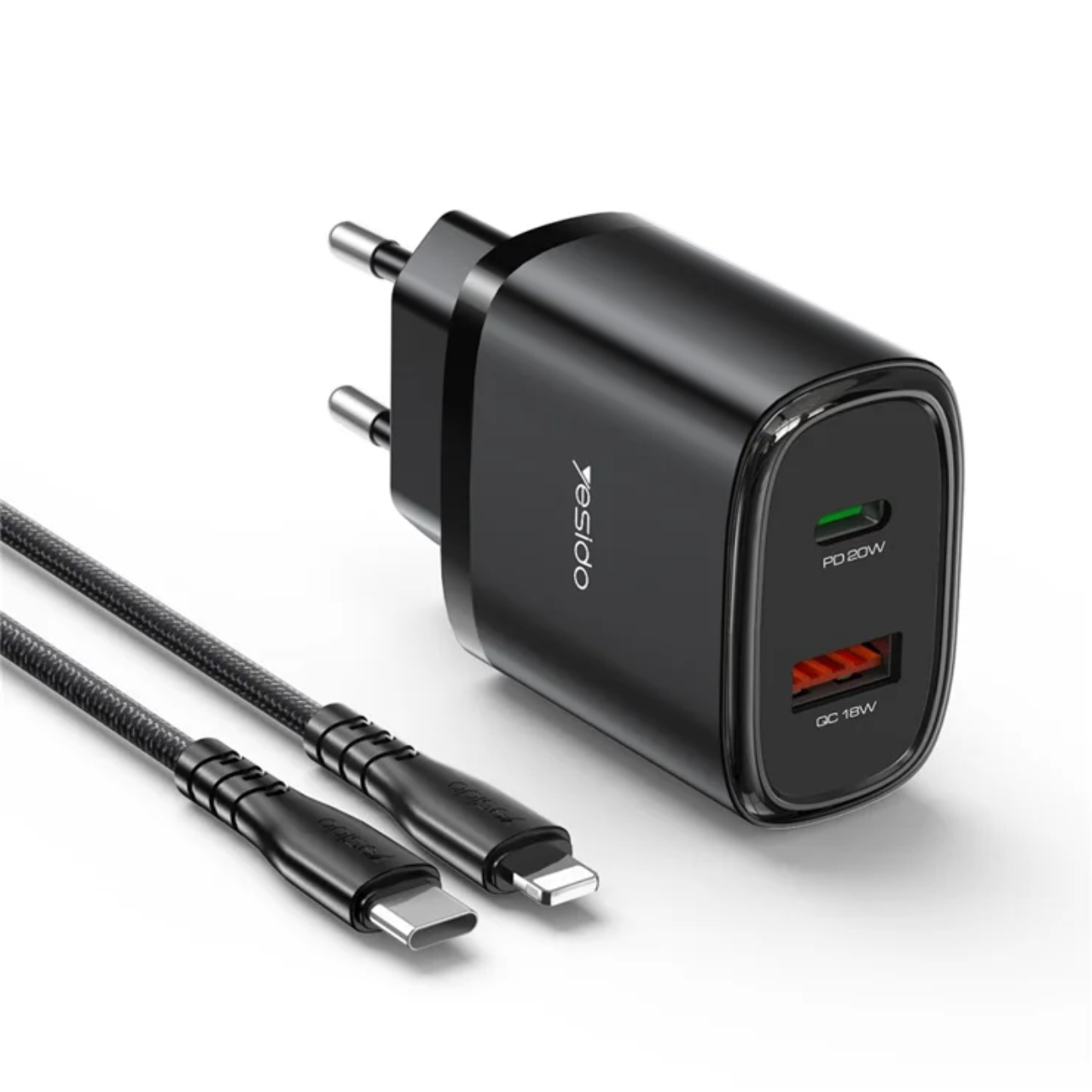 YESIDO Quick Charger 20 W Black YC47
