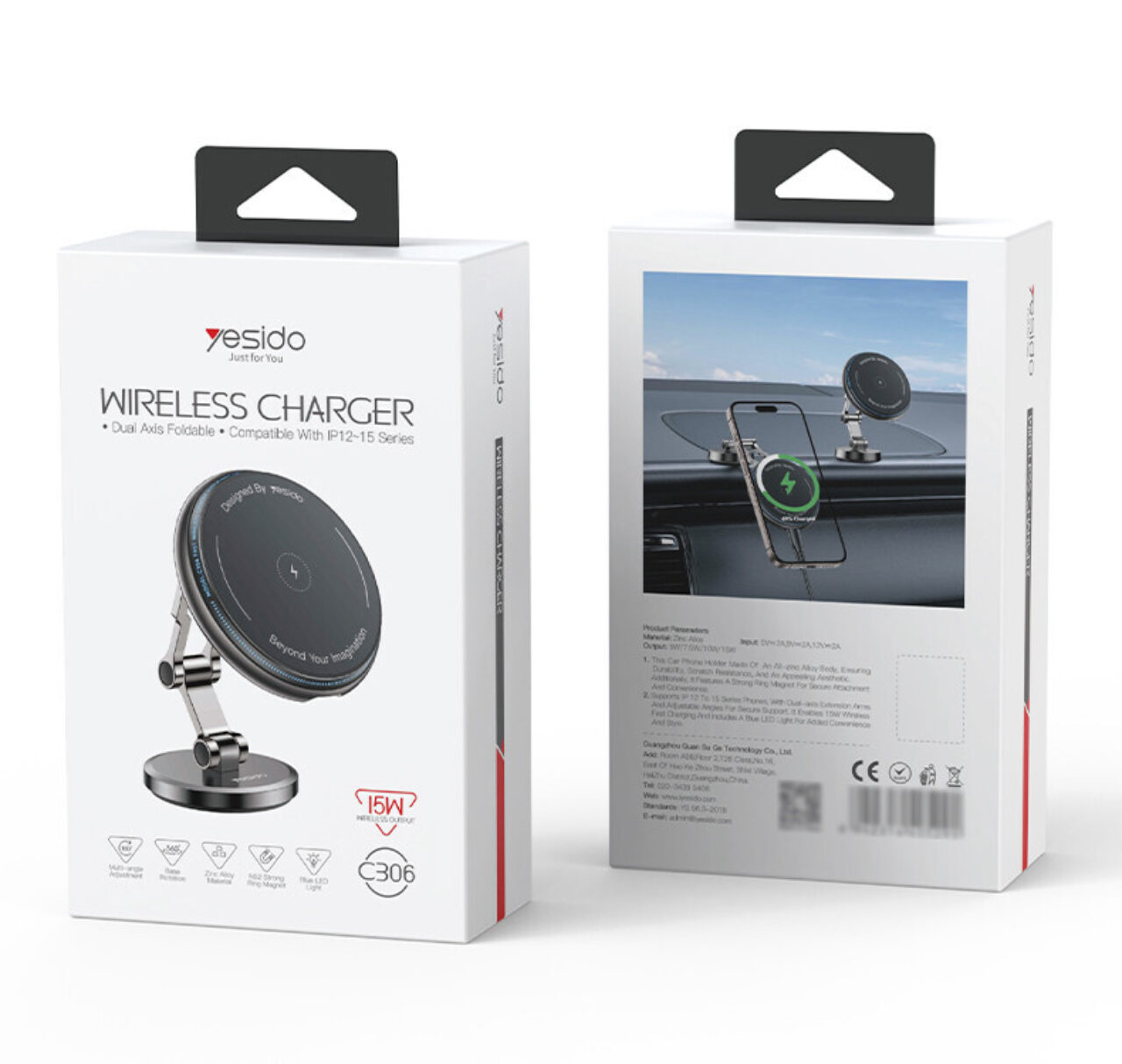 Yesido C306 360 Rotation 15 W Wireless Charging Phone Holder