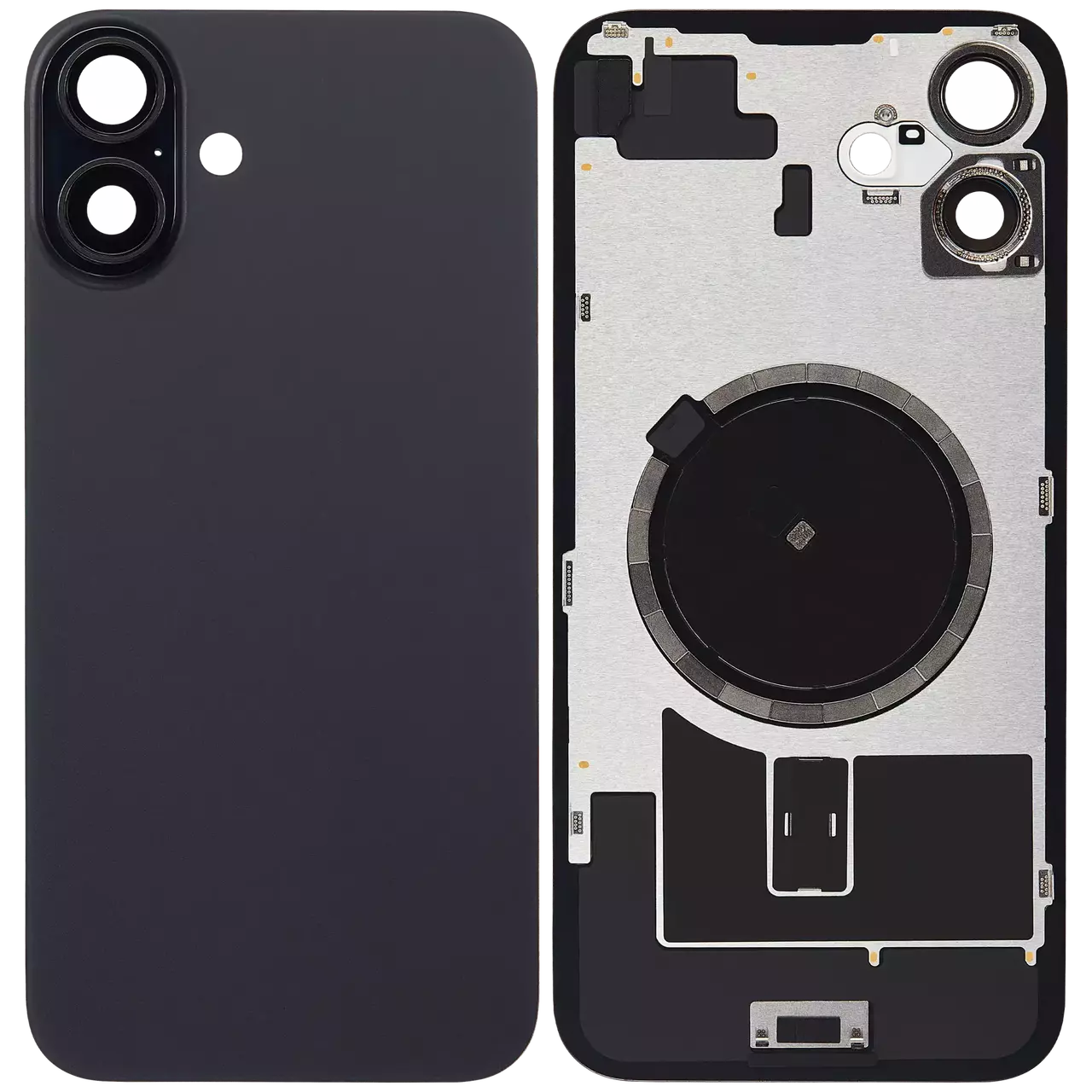 Backcover Glass With Steel Plate and Mag Safe Magnet No Logo Black For i Phone 16 Plus
