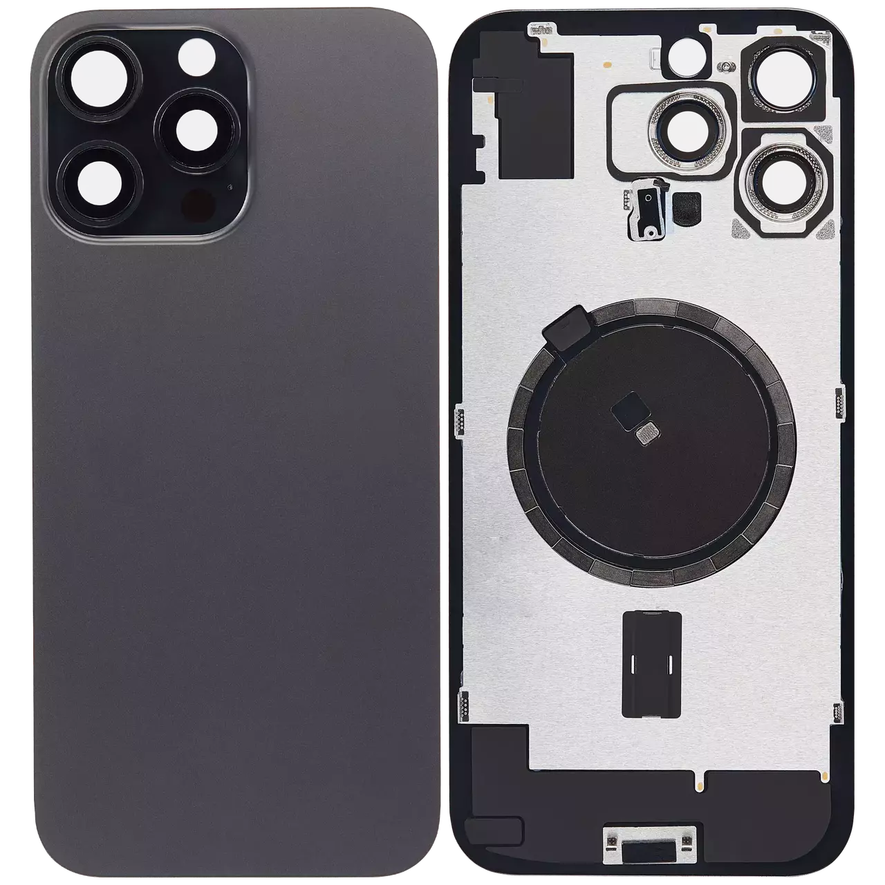 Backcover Glass With Steel Plate and Mag Safe Magnet No Logo Black For i Phone 16 Pro Max