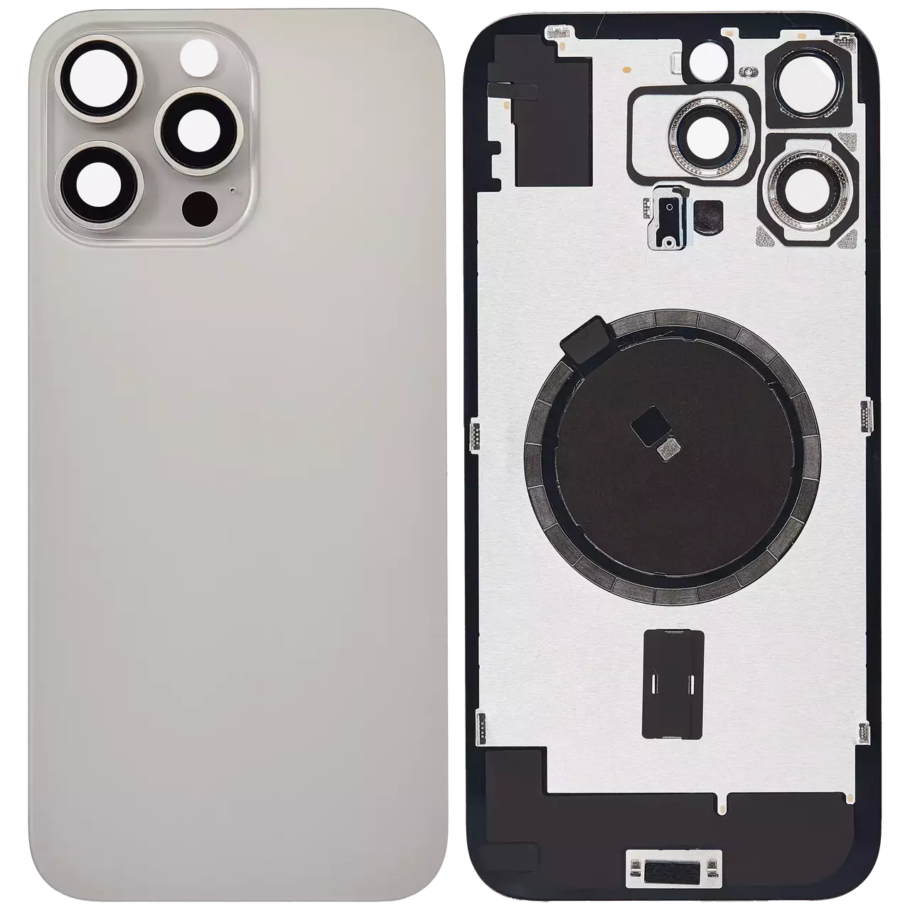 Backcover Glass With Steel Plate and Mag Safe Magnet No Logo Natural For i Phone 16 Pro Max