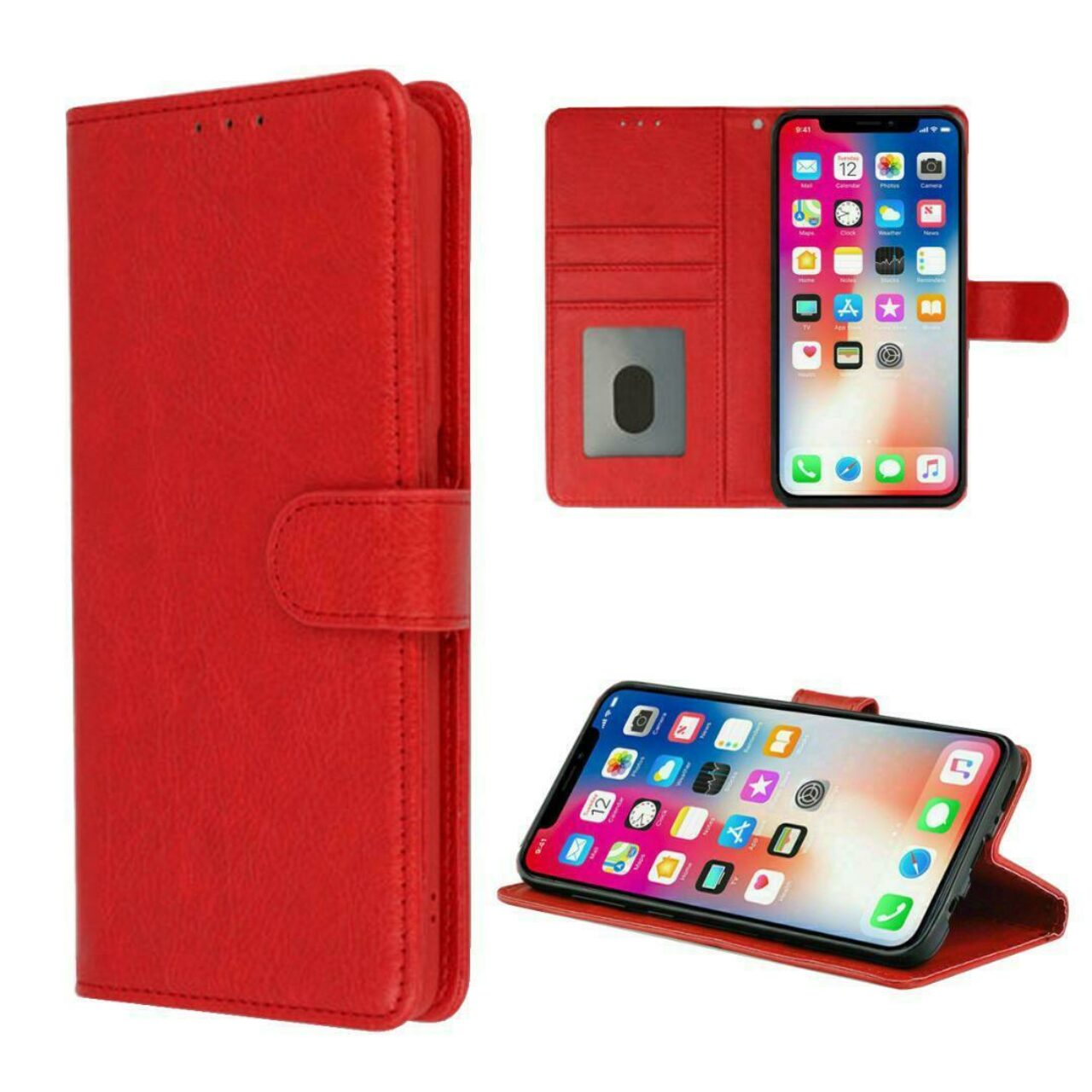 HQ boek rood-hoesje-case-schutzhulle-coque-cover-smartphone-book case-boekmodel