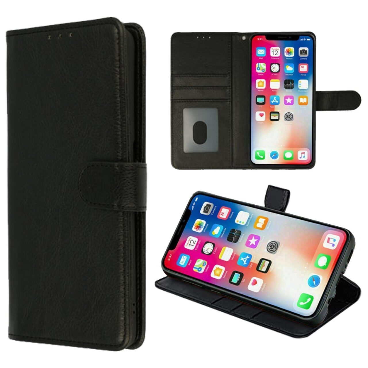 HQ boek zwart-hoesje-case-schutzhulle-coque-cover-smartphone-book case-boekmodel
