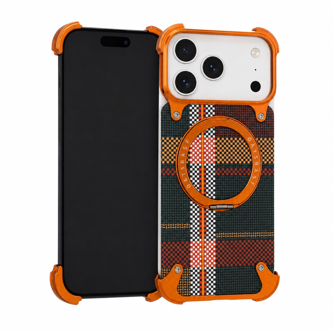 Hard Case Tartan Orange Ring For i Phone 18 Pro Max 17 Pro Max