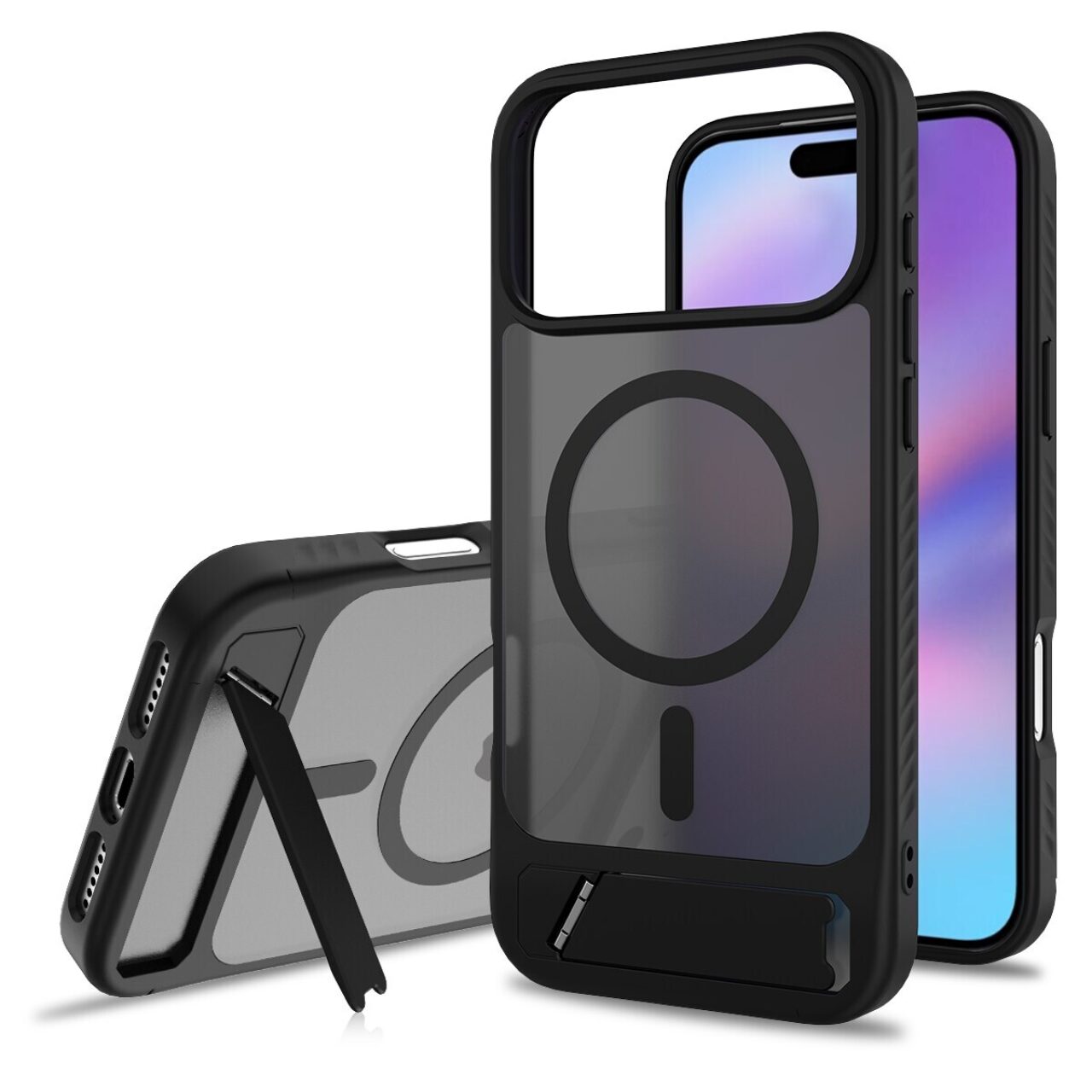 Magnetic Case With Magsafe Bracket Black For i Phone 17 Pro