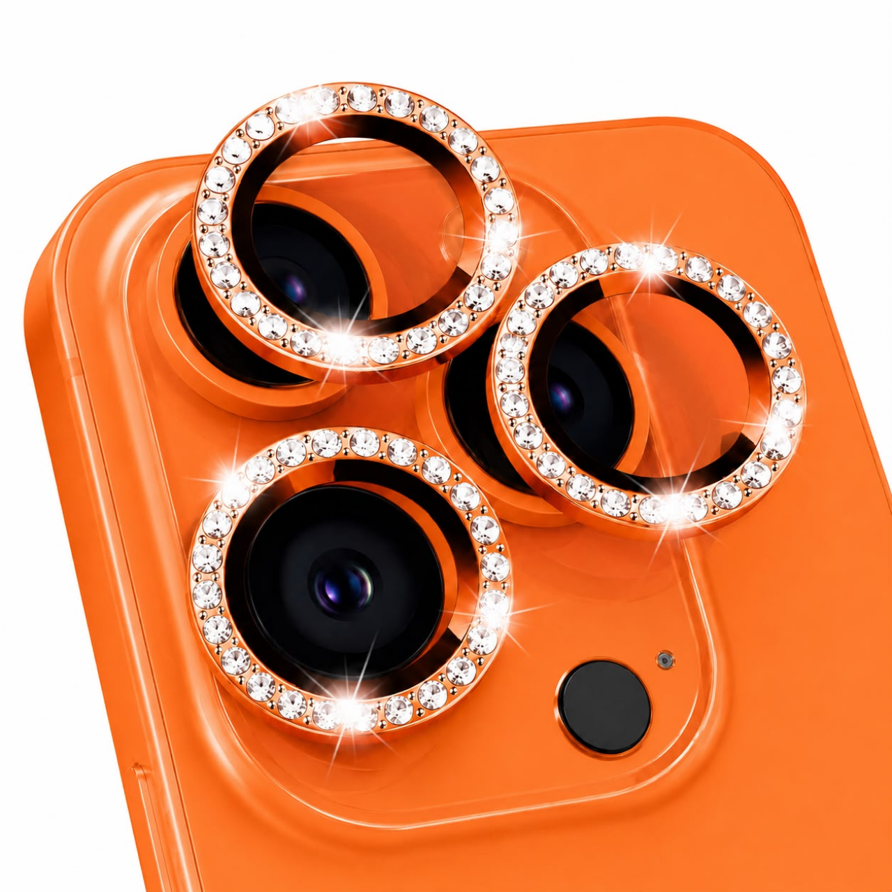 Ring Camera Glass Diamonds Orange For i Phone