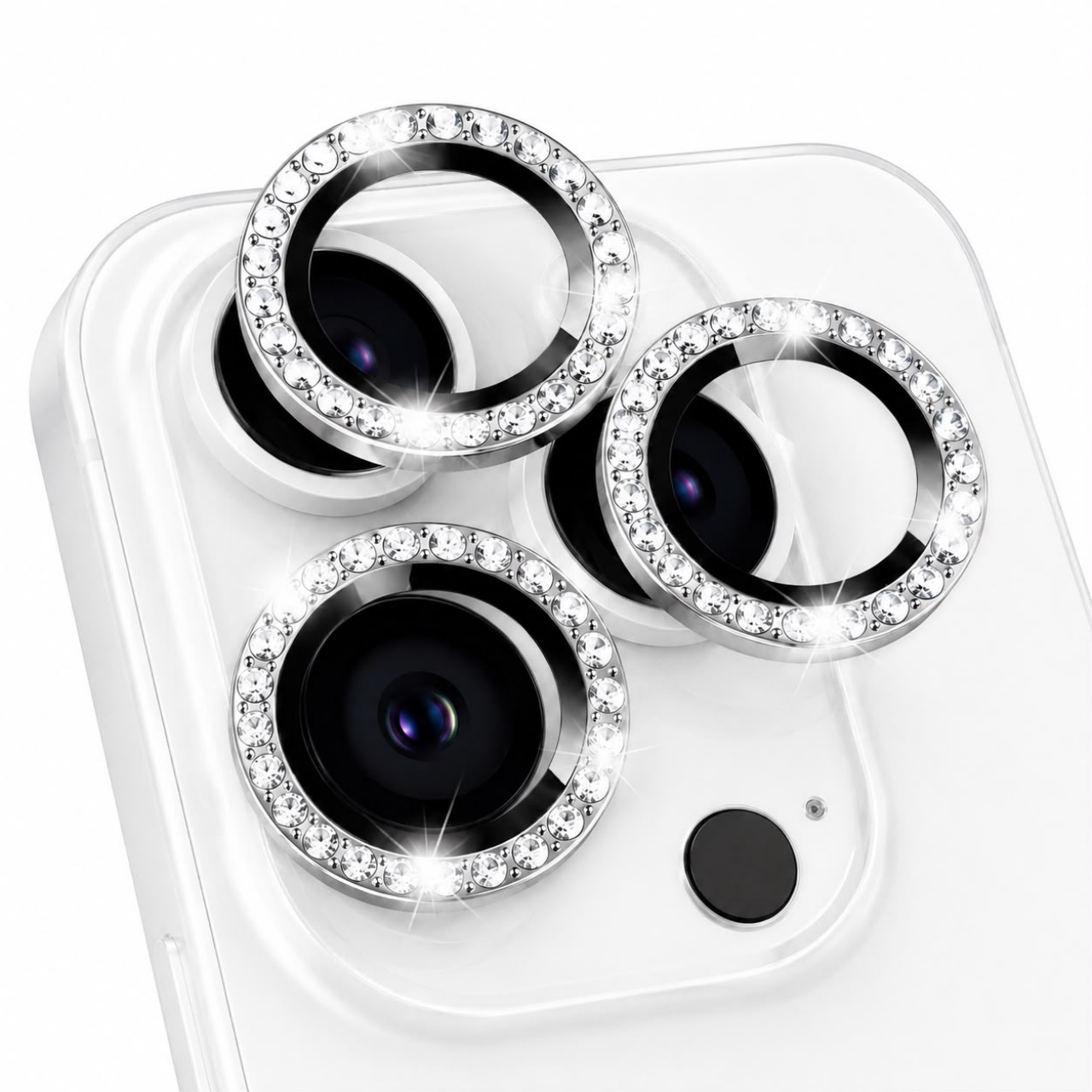 Ring Camera Glass Diamonds Silver For i Phone
