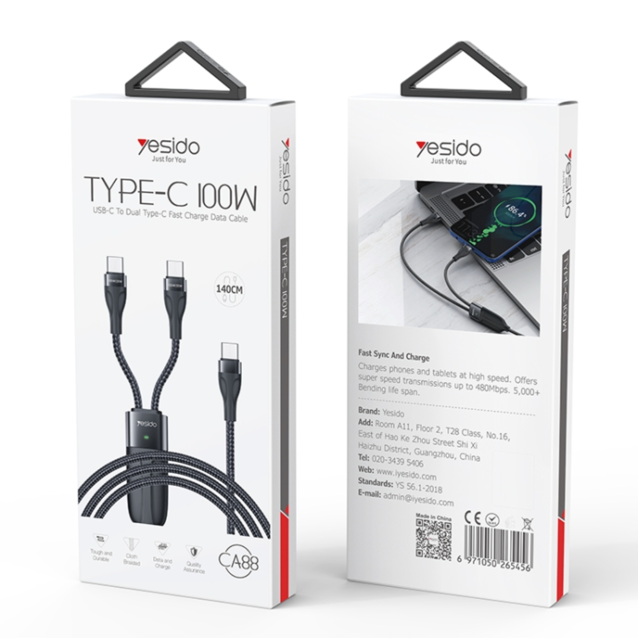 USB C to Dual USB C Cable Yesido CA88