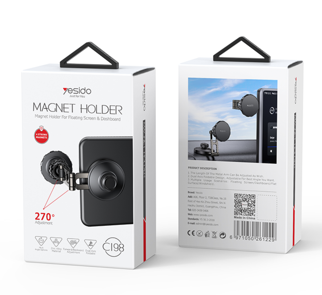 Yesido C198 magnet holder floating screen and dashboard