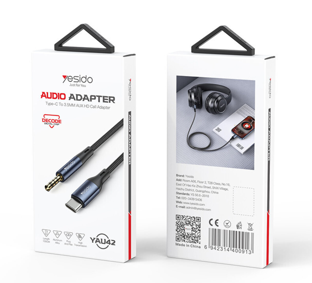 Yesido YAU42 Aux Adapter Type C to 3 5 MM Audio Cable