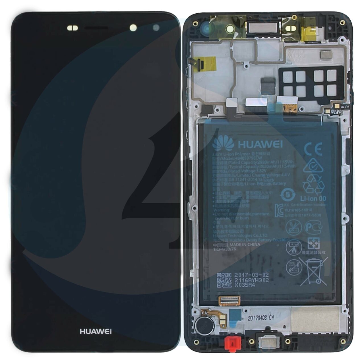 Huawei y5 2017 mya l22 display module frontcoverlcddigitizerbattery dark grey 02351dmd scherm display